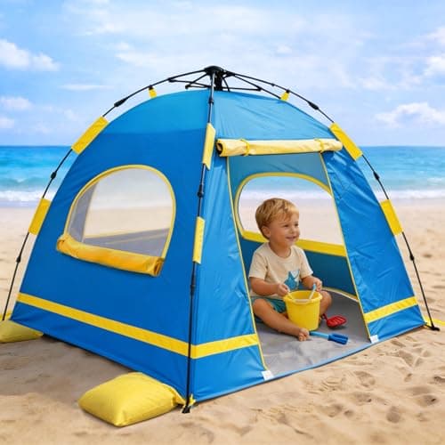 Baby Beach Tent Pop Up Sun Shelter with UPF 50+ UV Protection, Silver-Coated Interior, Breathable Mesh Ventilation, Easy Setup, Wind-Stable Beach Shade for Infants & Toddlers - Image 1