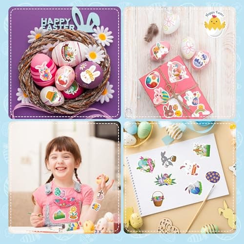 OHOME Easter Stickers for Kids - 240 PCS Easter Basket Stuffers for Boys Girls Teens Adults | Vinyl Egg Bunny Gifts Decorations Toys - Kids Easter Games Crafts Activities Party Favors - Thumbnail 4