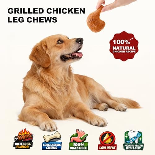 PETPHABET Rawhide Free Dog Chew Bones - Grilled Chicken Leg Dog Chews for Small Medium Breeds, Healthy Puppy Treats for Training & Teething, Made with Real Chicken, Natural Smoky Flavor, 11 Count - Thumbnail 2