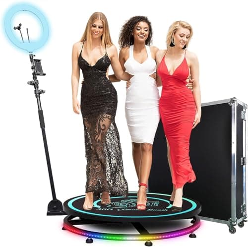 MWE 360 Photo Booth Machine for Parties with Flight Case,Logo Customization,Software APP Remote Automatic 360 Spin Camera Video PhotoBooth 80cm for 3-5 People(31.5"+Flight Case) - Image 1