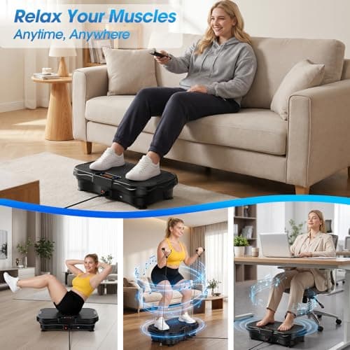 Vibration Plate for Lymphatic Drainage Weight Loss with Bluetooth, Black - Thumbnail 5