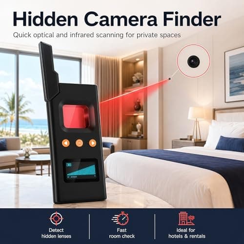 Hidden Camera Detector & RF Signal Scanner, Anti Spy Device with Magnetic Field Detection, GPS Tracker Finder, Infrared Camera Lens Detector, Bug Sweeper for Home Hotel Travel Privacy Protection - Thumbnail 3