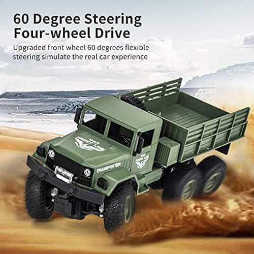 XINGRUI 1:18 RC Military Truck, 50 Min Playtime Remote Control Car, 2.4Ghz 4WD Off-Road Vehicle, All Terrain Toy with LED Lights, Gift for Boys Girls Ages 6+ - Thumbnail 2