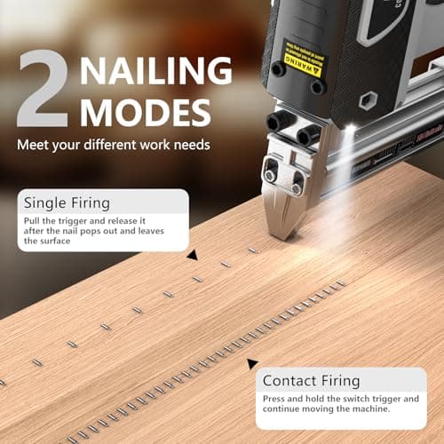 GoYwato 21V Cordless Nail Gun - 18 Gauge 2 in 1 Portable Battery Powered Electric Brad Nailer with 2 x 4.0Ah Batteries & Charger & 1000 Nails & 1000 Staples for Cupboard & DIY Upholstery & Woodworking - Thumbnail 5