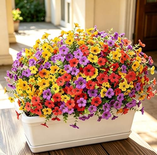 HIFIDECKY Artificial Flowers for Outdoors 20 Bundles Fake Flowers Fake Plants Spring Summer Decoration UV Resistant Fake Silk Flowers for Porch Patio Home Planter Window Box Yard Garden Decor