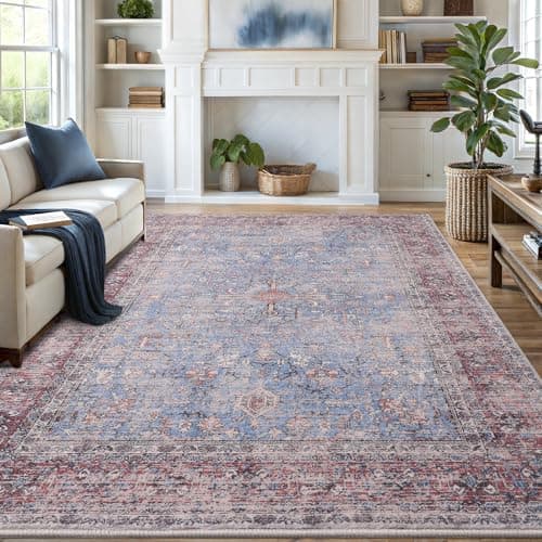 Vanmoos 6x9 Area Rugs for Living Room, Bedroom - Machine Washable, Non-Slip Bedside Rug, Large Soft Floor Carpet for Office, Dining Room, Farmhouse and Home Decor, Rustic Vibes/Rust - Image 1