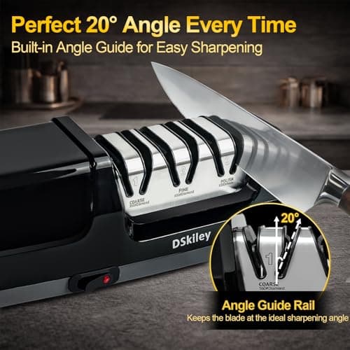Electric Knife Sharpener for Kitchen – Professional 3-Stage 100% Diamond System with 20° Precision Angle, Fast Sharpening to Restore & Polish Chef Knives (Silver) - Thumbnail 4