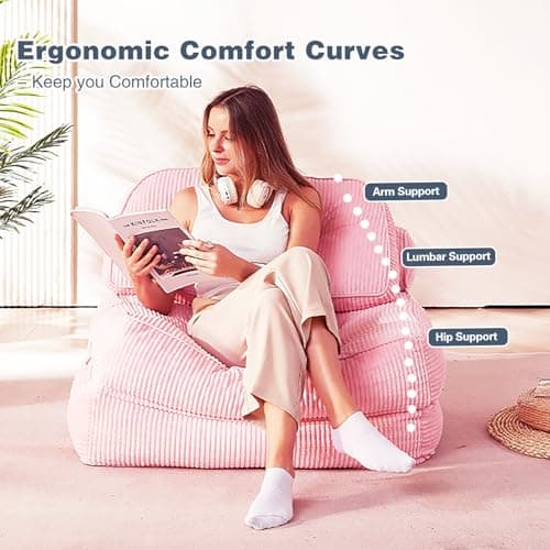 NESLAKO Folding Sofa Bed, Flannel Futon Couch Bed with Pillow and Blanket, Convertible Sleeper Chair for Living Room Bedroom, Pink - Thumbnail 5