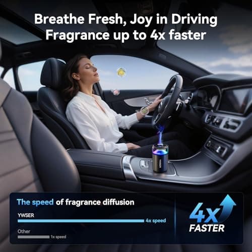 2025 Upgraded Smart Car Air Freshener Diffuser, New Car Smell Air Freshener Long Lasting, Car Scent with 8 Ambient Lights, Car Diffusers for Essential Oil with 2 Refills(Snow Mountain) - Thumbnail 2