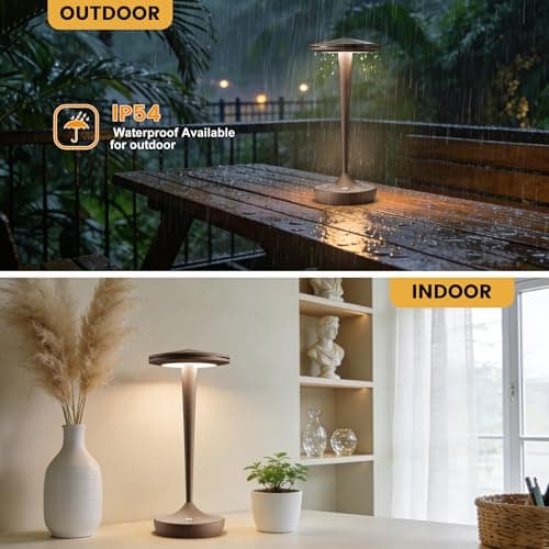 JALVDE Cordless Table Lamp Rechargeable,Outdoor Table Lamps LED,IP54 Waterproof 6000mAh Battery Operated Lamp 3 Color Adjestable Stepless Dimming Table Lamps for Restaurant Dining Patio (2PRust) - Thumbnail 6