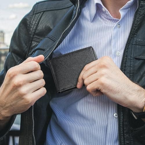 Gostwo Slim Rfid Wallet for Men Minimalist Leather ID Window Front Pocket Bifold Wallet Bussiness Card Holder Gift for Men - Thumbnail 6