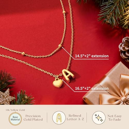 adoyi Initial Necklaces Valentines Day Gifts for Women Hers Dainty 14K Gold Plated Heart Layered Letter E Pendant Necklace Stack Trendy Jewelry Birthday Valentines Day Gifts for Women Jewelry - Thumbnail 5