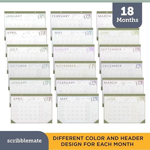 2026 Desk Calendar 17x12 Runs Until June 2027 Work Calendar with To-do List & Notes 18 Months With Plastic Cover Table Calendar 2026-2027 Desk Calendar With Protective Cover Planner for Home School Office - Thumbnail 6