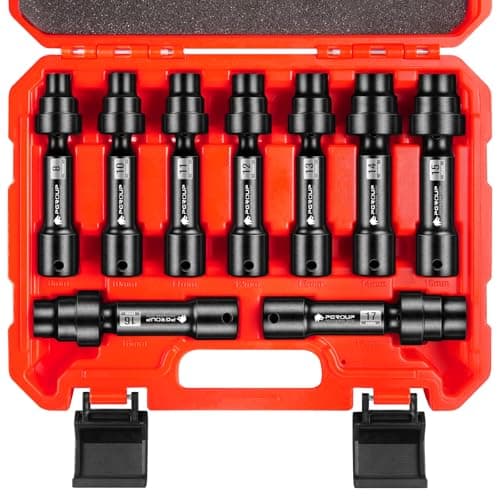 9-Piece 1/2'' Drive Driveline Limited Clearance Socket Set, 12-Point Metric Impact Swivel Socket Set, Cr-Mo Steel with Storage Case for Automotive & Industrial - Image 1