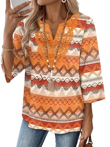 WIHOLL Plus Size Fashion Boho Tops For Women Blouses for Women Dressy Casual Summer Outfits Women's Maternity Tops Tunic Loose Fit Oversized Tshirts Striped Shirt 3XL - Image 1