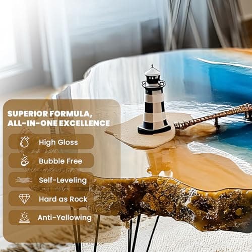 LEEYA RESIN Crystal Clear Epoxy Resin Kit 64OZ, No-Bubble, No-Yellowing, Self Leveling Resina Epoxica para Manualidades, Clear Resin for Crafts, Tabletop, Coaster, Tray, Painting, Jewelry, 1:1 Ratio - Thumbnail 6