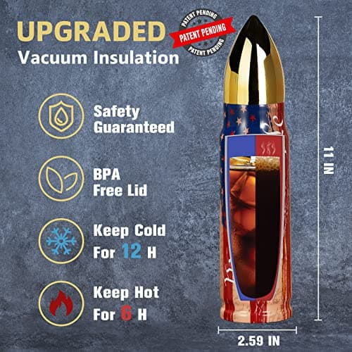 Funslive We the People American Flag, 250 Anniversary USA 17 oz Bullet Tumblers -Fishing Hunting Camping Mens Gifts Ideas - Gift for Dad Who Have Everything - Birthday Gifts for Men 2026 - Thumbnail 3