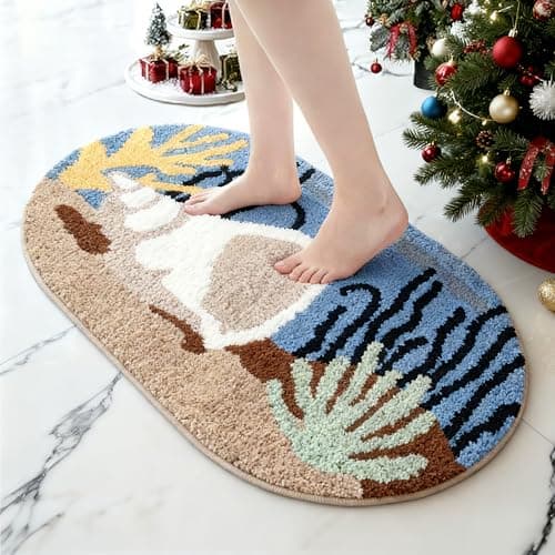 VGYYN Beach Theme Non-Slip Washable Bath Rug | Soft Adorable Ocean Decor for Bathroom, Living Room, Bedroom & Gifts 20"*32" - Image 1