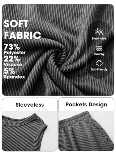 EXLURA Women's Summer 2 Piece Outfits Sleeveless Tank Top Matching Shorts Sets Lounge Sets Beach Vacation Cruise Clothes 2026 - Thumbnail 6