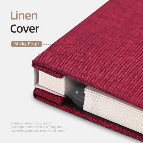 Vienrose Photo Album Self Adhesive 4x6 5x7 3x5 8x10 Scrapbook Album DIY Scrap Book with A Metallic Pen (11"x10.6" 60 Pages,Red) - Thumbnail 5