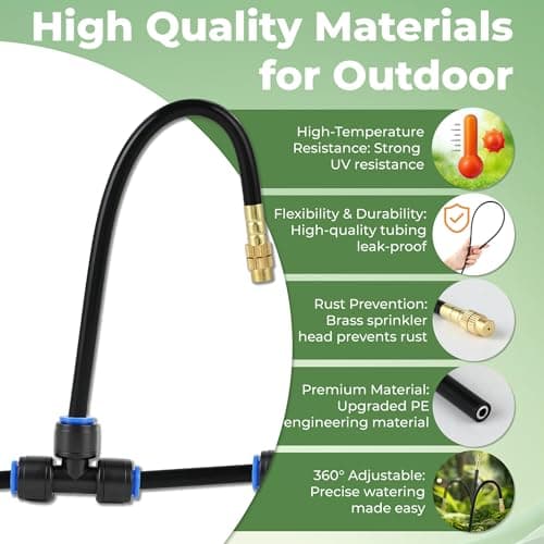 120FT Drip Irrigation System for Garden: Quick Connect PE Tubing Automatic Water Sprinkler Kit Adjustable Misting Part 1/4" Watering Hose for Outdoor Raised Bed Plants Flower Yard Greenhouse - Thumbnail 6