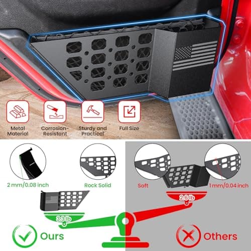DIAMOOKY Metal Rear Door Pocket Storage Box for Jeep Wrangler JL JLU 4XE 2018-2026 & Gladiator JT 2020-2023 2023 2024 2025 2026 Accessories Door Storage Organizer Molle Panels, Flag, 2PCS - Thumbnail 3