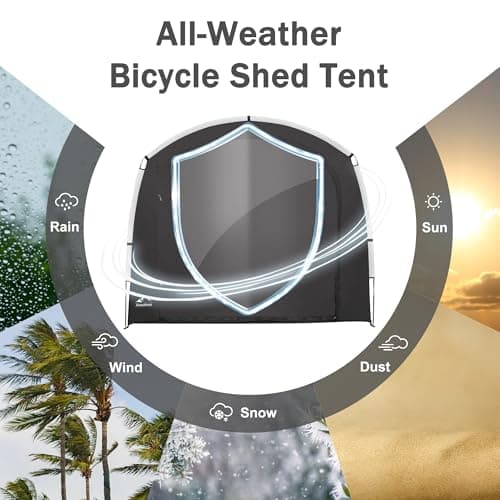 Bike Storage Shed Tent, Outdoor Bicycle Storage Shed, Waterproof Portable Bike Covers Shelter, 7.2x4.9x6.1ft Large Garage Tent for Motorcycle, Garden Tools, Lawn Mower - Thumbnail 3