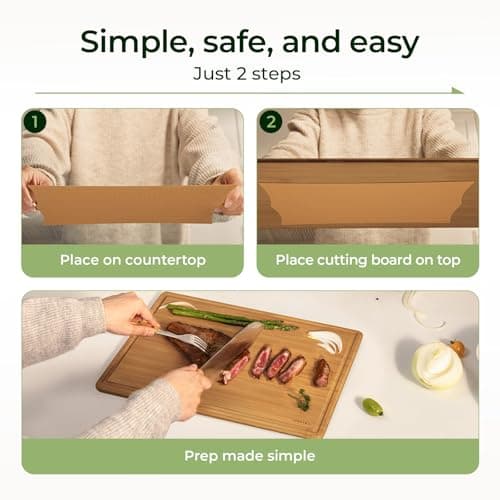 Keechee Bamboo Cutting Board with Non-slip Mat, Cutting Boards for Kitchen Meal Prep & Serving - Wood Serving Board Sets with Deep Juice Groove Ideal Kitchen Gifts - Thumbnail 3