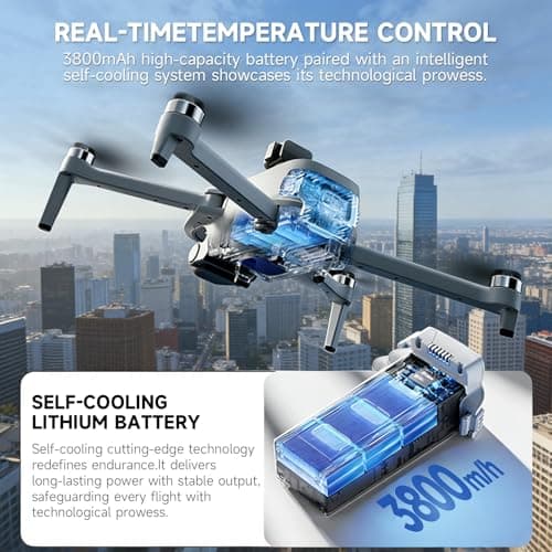 HZMOFTJ Drones With Dual Camera For Adults 4k,Gps Drone With Screen On Controller,Electric Adjustable Camera 90 °,Auto Return,Obstacle Sensing,Ai Track&Orbit Mode,50 Mins Flight,2 Battery ,For Beginner Toy Gifts - Thumbnail 6
