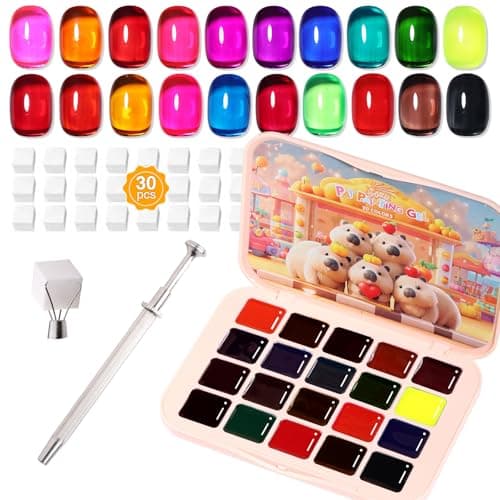 20 Color Patting Nail Gel Polish Kit, Jelly Ombre Painting Gel Palette Transparent Effect Summer Nailswith Sponge Applicators for Blush Blooming Floral Aura French Manicure DIY Nail Art Palette - Image 1