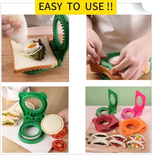 XBllcyiv Uncrustable Sandwich Maker, Circle Shape 3.7 Inch Sandwich Cutter and Sealer for Kids Breakfast and Lunchboxes, Green - Thumbnail 4