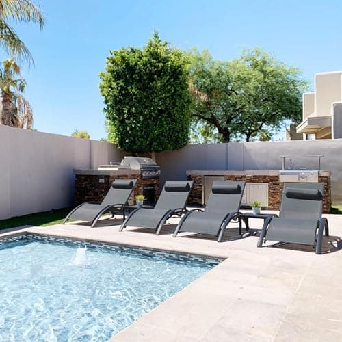 PURPLE LEAF Patio Chaise Lounge Chair Set with 2 Side Table Outdoor Pool Adjustable Recliner Chairs for Outside Beach Poolside Sunbathing Tanning Lounger - Image 1