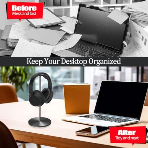 Cyfromt Headphone for Desk Hanger Holder Organizer Keeper Racks Storage Mount Gaming Headset Stand Premium Functional Craftmanship Headset Stand (Metal) - Thumbnail 4