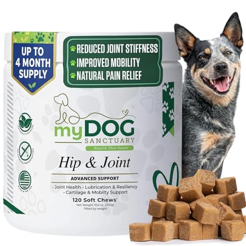 My Dog Sanctuary 120 Chews Hip and Joint Supplement for Dogs - Glucosamine, Chondroitin & MSM,Dog Joint Supplement - Mobility, Flexibility & Cartilage Support - Bacon Flavor - Image 1