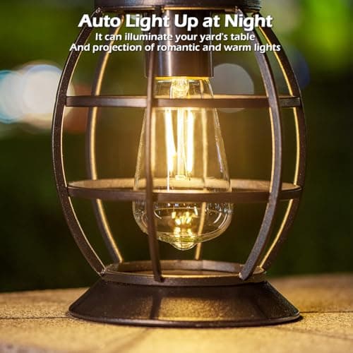 LeiDrail Solar Lantern Outdoor Hanging Solar Lights Metal LED Waterproof Christmas Lanterns Solar Powered Landscape Decor for Table Garden Yard Patio Pathway Porch 2 Pack - Thumbnail 3