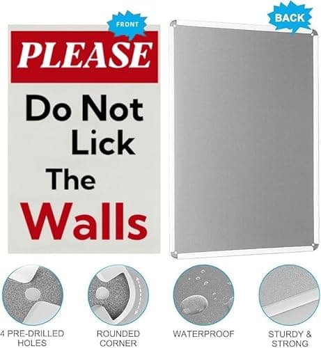 Carastora Funny Metal Sign "PLEASE DO NOT LICK THE WALLS" - Vintage Tin Decoration for Bathroom, Bar, Cafe, Garage or Home - Humorous Plaque 8x12 Inch - Thumbnail 5