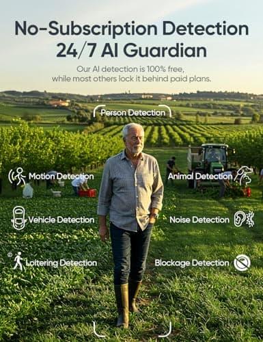 4G LTE Cellular Security Camera Outdoor 2.5K QHD, No WiFi 24/7 Recording, vSIM & 64GB SD, 8W Solar Panel Powered, Pan Tilt AI Person/Animial/Vehicle Tracking, Color Night Vision, IP67 Cold-Resistant - Thumbnail 3