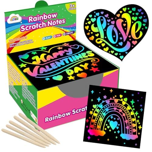 ZMLM 165 Pcs Rainbow Scratch Paper Art Notes - Easter Crafts for Kids Ages 4-8, Easter Basket Stuffers for Girls & Boys, Classroom Prizes, Student Gifts School Activity - Image 1