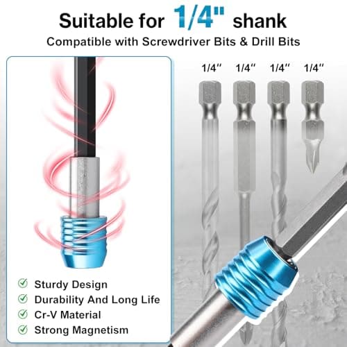 Lytool 4PCS Impact Drill Bit Extension Set, 1/4" Hex Shank Magnetic Bit Holder with Quick Release, Screwdriver Extender for Impact Driver & Tight Spaces，2-3/8", 4", 6", 12" - Thumbnail 4