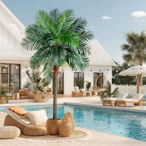 Bailikang Artificial Phoenix Palm Tree 9.1ft Tall - Fake Large Tropical Tree with Adjustable Leaves, Realistic Faux Sago Palm for Indoor Outdoor Decor, Patio, Poolside, Yard, Living Room, Office - Thumbnail 4