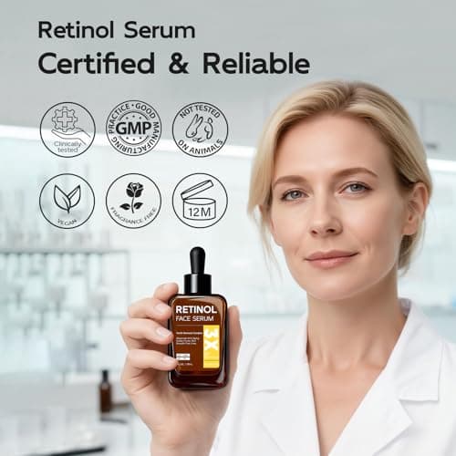 Retinol Serum for Face & Neck, Anti Aging B5 Resurfacing Face Serum with Niacinamide + Collagen + Hyaluronic Acid, Smooths Wrinkles & Fine Lines, Dark Spot Corrector, Brighten Dullness - Thumbnail 6