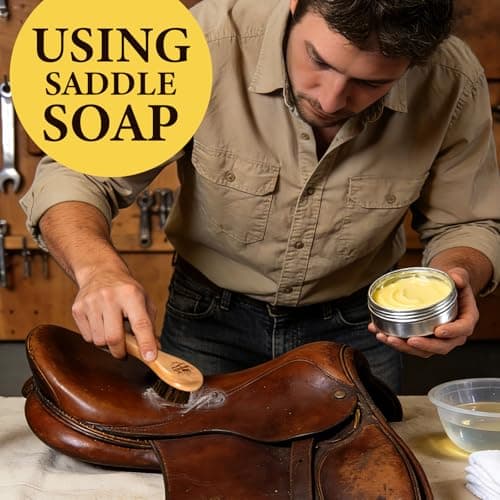 Awaydol Saddle Soap for Leather 3.52oz,3-in-1 Leather Cleaner & Conditioner to Soften,Protect Leathercraft with Horsehair Brush & Cloth,Leather Soap for Car Interior,Couch,Shoe,Purse,Boot,Bag & Saddle - Thumbnail 6