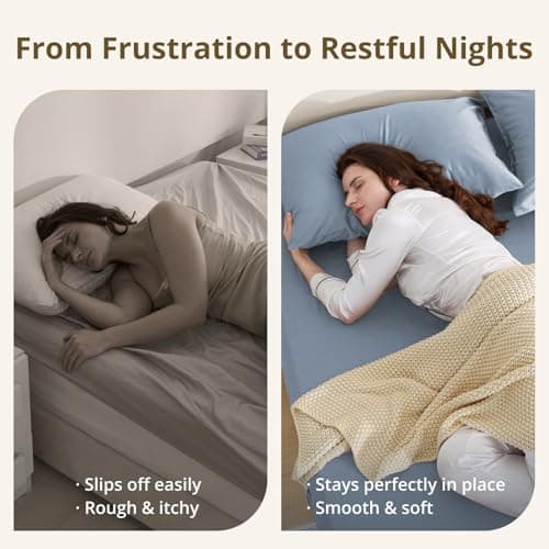 King Fitted Sheet Only with Drawstring and 360° Elastic Strap for Tight Fit, 100% Long-Staple Cotton Fitted King Sheet, Luxury Soft and Comfort, No Slippage, Deep Pocket Fits 9" to 16" Mattress - Thumbnail 4