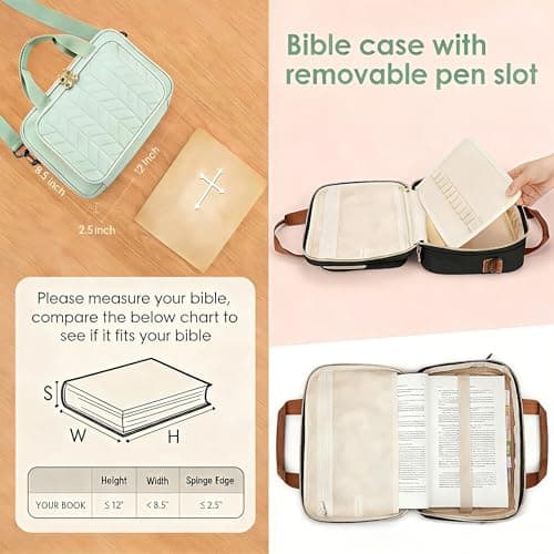 Eternatastic Bible Cover Case for Women, Large Bible Bag with Shoulder Strap,Bible Study Ideal Christian Gifts for Women - Thumbnail 4