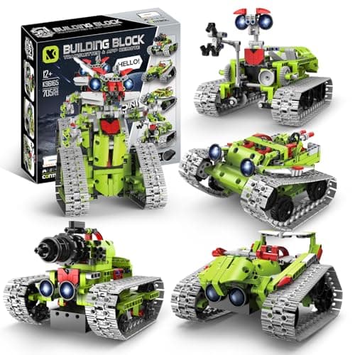 5 in 1 STEM Robot Building Kit, APP & Remote Control Interstellar Building Robot, DIY Robotics Building Toys/RC Car/Tank with Light, Space Building Toy Gifts for Boys Girls Kids 8-16 Science Learning - Image 1