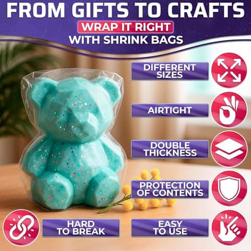 200 Pcs Heat Shrink Wrap Bags – 4x6 In Easter Сellophane Bags Compatible with Hair Dryer at Medium Temperature – Suitable for Packaging Small Items, Protects from Dust, Moisture, and Scratches - Thumbnail 4