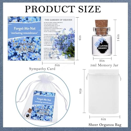 Qpige Bulk 50 Funeral Favors, Personalized Empty Engraved Glass Bottles for Funeral Wake Celebration of Life Decorations, In Loving Memory of Loved One Memorial Gifts, No Seed (Flower Card) - Thumbnail 2