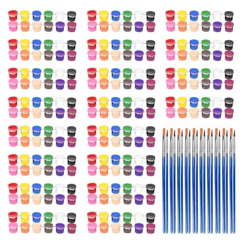 280 Pcs Washable Acrylic Paint for Kids Arts and Crafts, 20 Gouache Watercolor Paint Sets of 12 Colors for Party Classroom Painting Supplies, 20 Flat and 20 Pointed Brushes - Image 1
