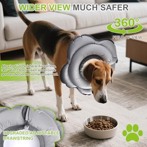 Dog Cone Collar for Large Dogs, Soft Inflatable Dog Donut Alternative After Surgery, Adjustable Protective Pet Recovery Collar, Donut Recovery Collar Prevents Licking for Dogs (Gray, XL) - Thumbnail 5