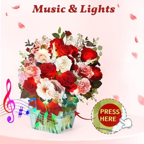 APOTODITO Rose Card with Music and Light, Valentines Card with Roses, Valentines Day Gifts Mothers Day Gifts for Women Mom Wife(Rose) - Thumbnail 5